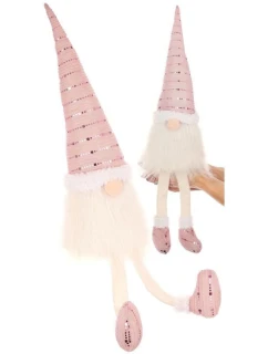 DEKORATIVNÍ TRPASLÍK LESKLÝ SANTA 38+20CM RŮŽOVÝ