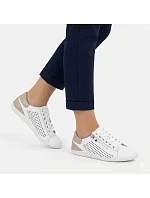 Dámské kožené barefoot ažurové bílé polobotky Gino model 22068716