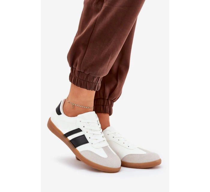 Nízké dámské sneakersy z eko kůže bílé Nonalorin