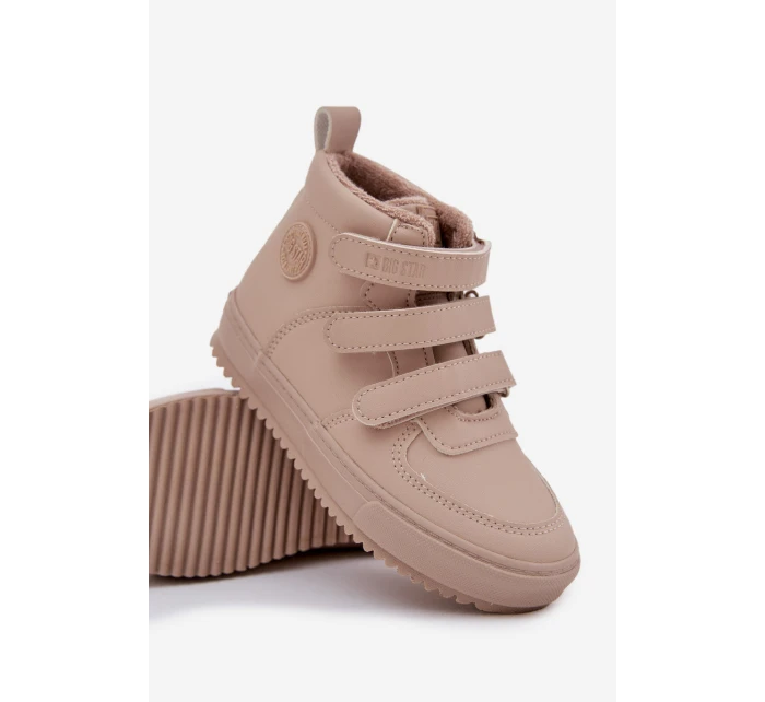 Zateplené boty sneakers dětské na suchý zip Big Star model 21706380 béžové - Big Star Shoes Zateplené boty sneakers dětské na suchý zip Big Star model 21706380 béžové - Big Star Shoes