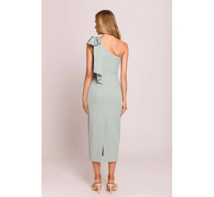 M847 Šaty na jedno rameno s mašlí - mátové M847 Šaty na jedno rameno s mašlí - mátové