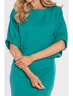 šaty s rozparkem na zádech tyrkysové model 22040517 - Moe