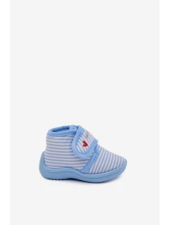 Dětské bačkory na suchý zip s proužky – světle růžové Lavelle