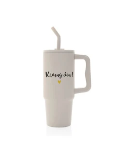 KRÁSNÝ DEN - béžový cestovní termohrnek 900 ml  