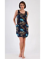 Dámská noční košile na ramínka Tropicana Tmavě modrá vzor - Vienetta