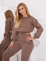 Zateplený set s krátkou mikinou mocca