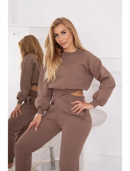 Zateplený set s krátkou mikinou mocca