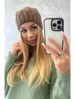 Fleecová čepice mocca model 18750133 - K-Fashion Fleecová čepice mocca model 18750133 - K-Fashion