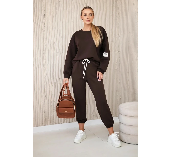 Viskózový komplet teplákové + kalhoty hnědý Viskózový komplet teplákové + kalhoty hnědý