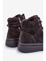 Semišové pánské zateplené kotníkové boty Big Star OO174189 hnědé Semišové pánské zateplené kotníkové boty Big Star OO174189 hnědé