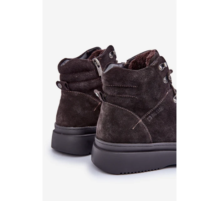 Semišové pánské zateplené kotníkové boty Big Star OO174189 hnědé Semišové pánské zateplené kotníkové boty Big Star OO174189 hnědé