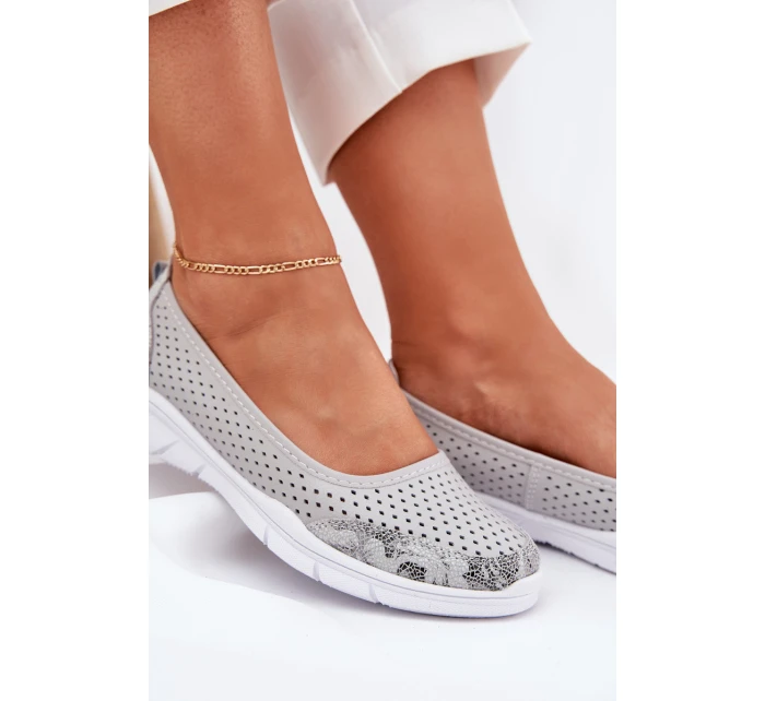 Kožené baleríny  šedé model 21686558 - VINCEZA