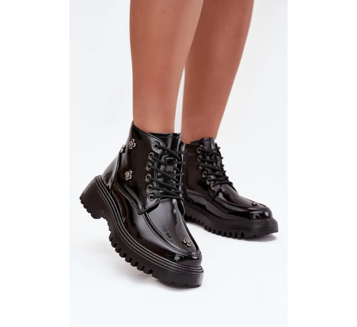 Kožené zateplené dámské boty s ozdobami Artiker 57C0345 Černé