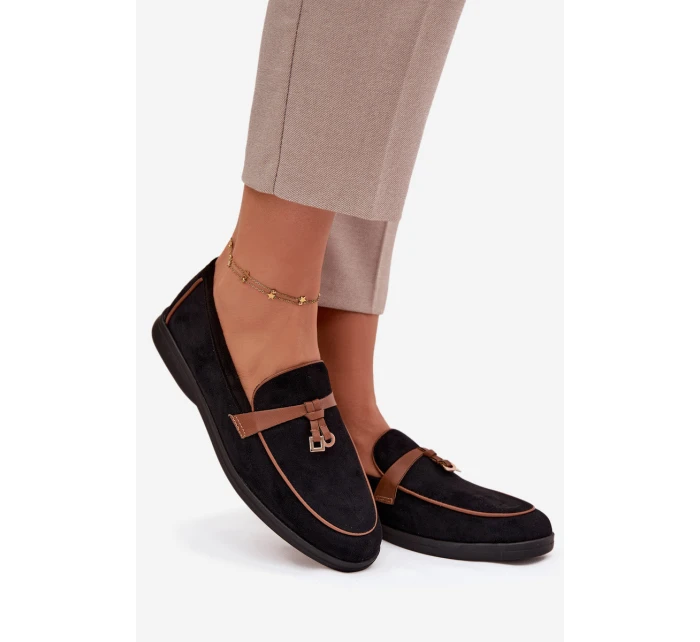 Mokasyny Loafersy Damské Z Eko Semiš Černé Darwen Mokasyny Loafersy Damské Z Eko Semiš Černé Darwen