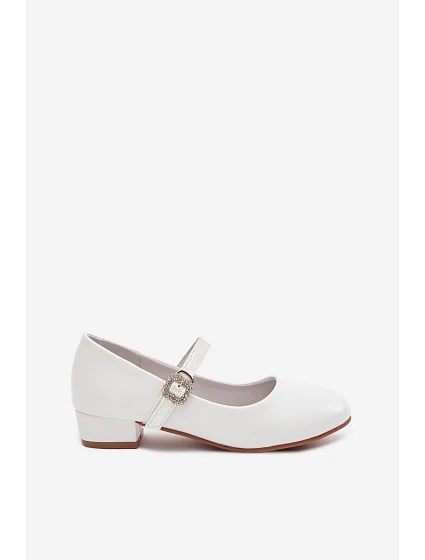 Dětské balerínky s brokátovým páskem Vinceza 13291 Bílé