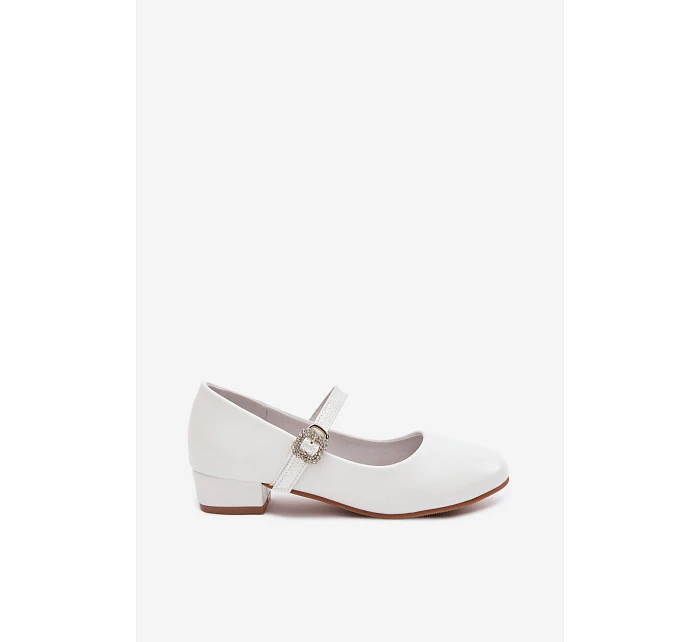 Dětské balerínky s brokátovým páskem Vinceza 13291 Bílé
