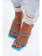 Dámské sandály na podpatku zdobené kamínky modré Vittoria Dámské sandály na podpatku zdobené kamínky modré Vittoria