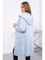 Obyčejný svetr s kapucí a kapsami modré barvy