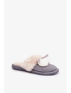 Dámské Pantofle S Kožešinou Šedé Nartani