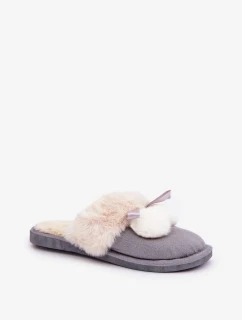 Dámské Pantofle S Kožešinou Šedé Nartani