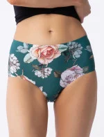 Dámské kalhotky Tea Rose Simple Brasil Maxi zelené se vzorem - Julimex