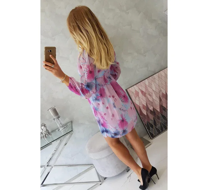 Vzdušné šaty s květinovým motivem modré Vzdušné šaty s květinovým motivem modré