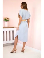 Šaty s ozdobným páskem šedý Šaty s ozdobným páskem šedý