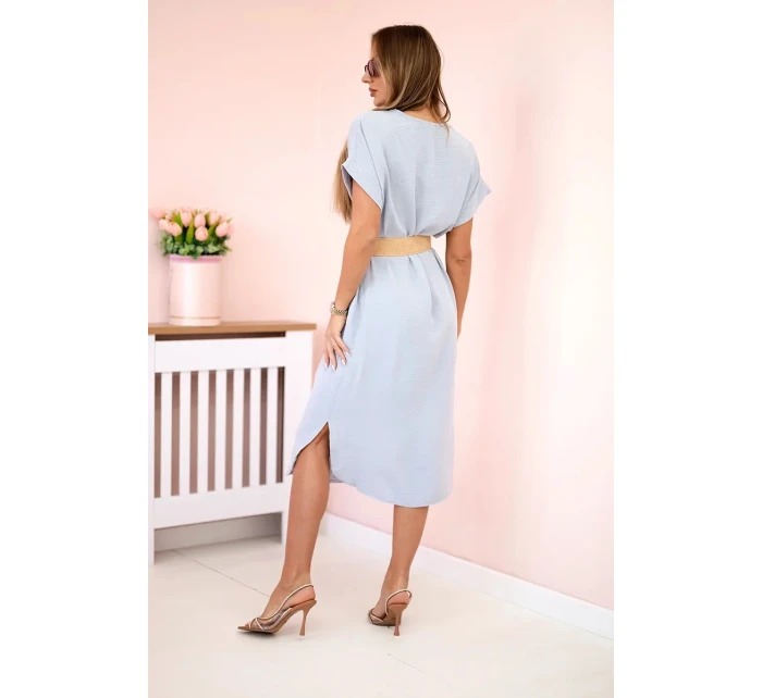 Šaty s ozdobným páskem šedý Šaty s ozdobným páskem šedý