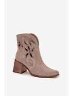 Dámské semišové boty s na podpatku  béžové model 21713148 - Zazoo