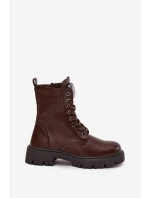 Dámské workery s ozdobou eko kůže čokoládové Karessa Dámské workery s ozdobou eko kůže čokoládové Karessa