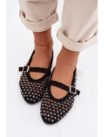 Dámské baleríny s krajkovým vzorem s kamínky a páskem Černé model 21951572 - Boto Dámské baleríny s krajkovým vzorem s kamínky a páskem Černé model 21951572 - Boto