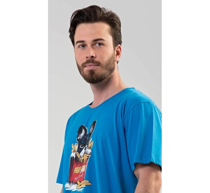 Pánská noční košile Bulldog modrá - Vienetta