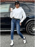 Dámské džínové kalhoty JELVANI s páskem v modré barvě FashionStreet UY2236