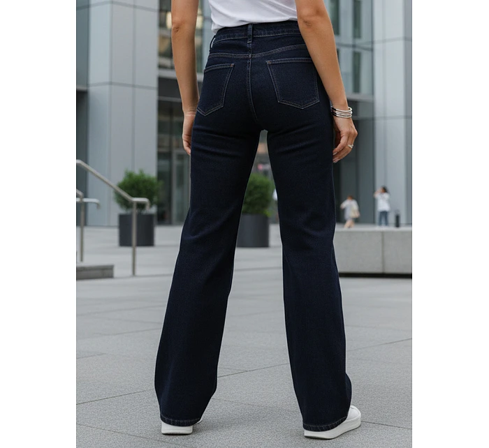 Jeansy damskie wide leg z wysokim stanem granatowe model 22101989 - FashionStreet Jeansy damskie wide leg z wysokim stanem granatowe model 22101989 - FashionStreet