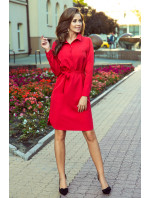 CAMILLE - Červené dámské košilové šaty se zavazováním 284-1