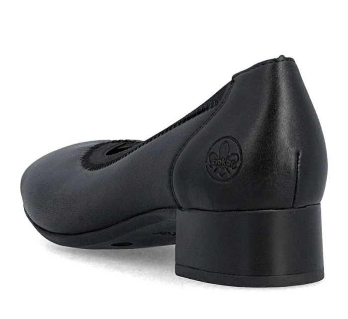 Dámské kožené lodičky na nízkém podpatku černé Rieker 43452-00