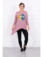 Oversize halenka s potiskem duhových rtů tmavě růžová