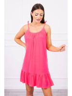 Šaty s tenkým páskem růžové neonové