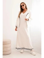 Dámská souprava s viskózou s rozepínací mikinou a dlouhou sukní ecru Dámská souprava s viskózou s rozepínací mikinou a dlouhou sukní ecru