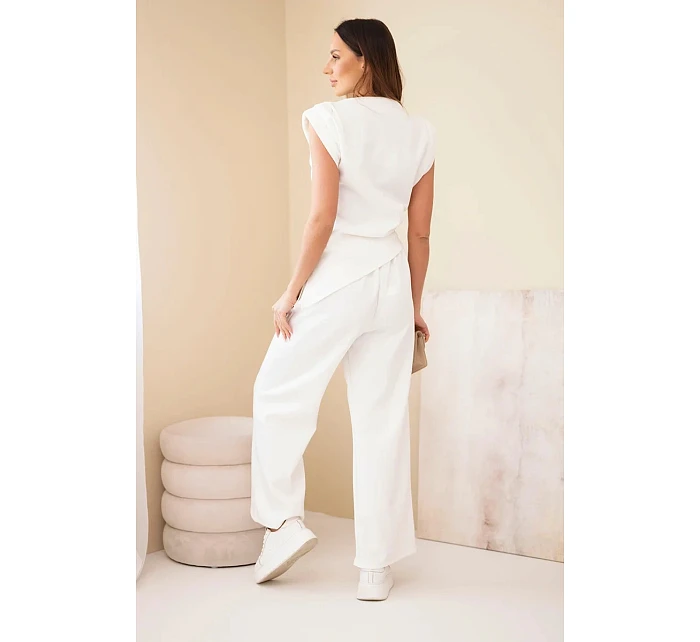 Komplet asymetrická halenka + kalhoty ecru Komplet asymetrická halenka + kalhoty ecru