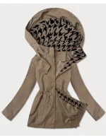 Tenká béžová dámská bunda s ozdobnou podšívkou model 21001846 - J.STYLE Tenká béžová dámská bunda s ozdobnou podšívkou model 21001846 - J.STYLE