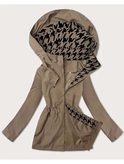 Tenká béžová dámská bunda s ozdobnou podšívkou model 21001846 - J.STYLE Tenká béžová dámská bunda s ozdobnou podšívkou model 21001846 - J.STYLE