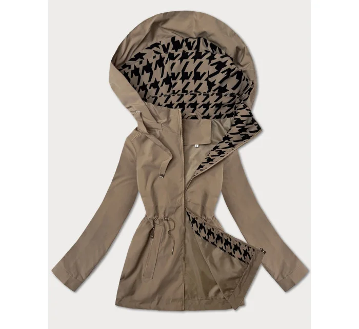 Tenká béžová dámská bunda s ozdobnou podšívkou model 21001846 - J.STYLE Tenká béžová dámská bunda s ozdobnou podšívkou model 21001846 - J.STYLE