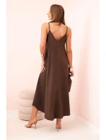 Mušelínové šaty na ramínka hnědá