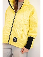 Dámská jarní prošívaná bunda s ozdobným model 22040176 a zipem žlutá - K-Fashion
