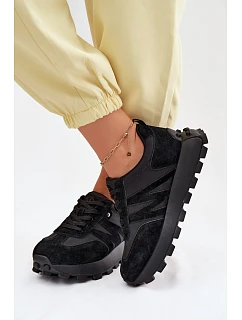 Kožené semišové dámské tenisky na platformě Vinceza 41520 Černé