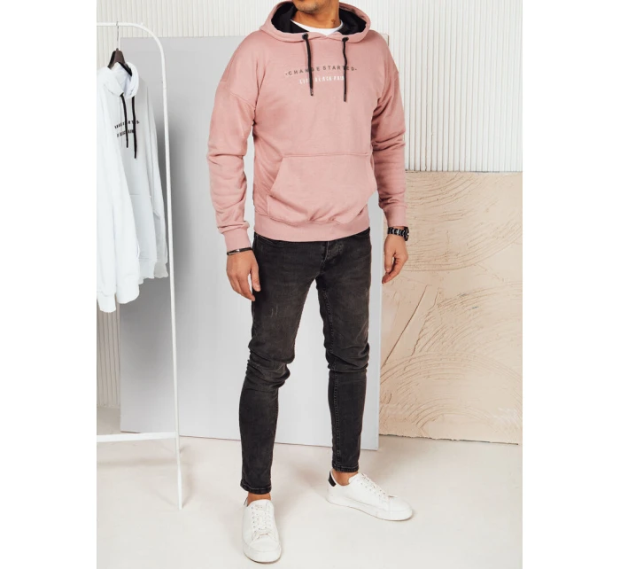 Pánská růžová mikina s potiskem Dstreet model 21976138 - FashionStreet Pánská růžová mikina s potiskem Dstreet model 21976138 - FashionStreet