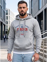 Pánská mikina s kapucí a kapsou na hrudi s potiskem, světle šedá, FashionStreet NX5150BX Pánská mikina s kapucí a kapsou na hrudi s potiskem, světle šedá, FashionStreet NX5150BX