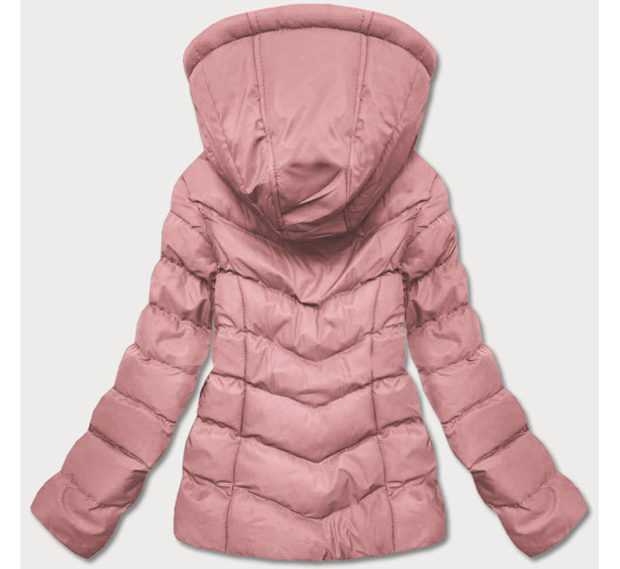 Krátká růžová dámská zimní péřová bunda (5M726-46)