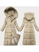 Světle béžová dámská zimní bunda s páskem model 21461508 - J.STYLE Světle béžová dámská zimní bunda s páskem model 21461508 - J.STYLE